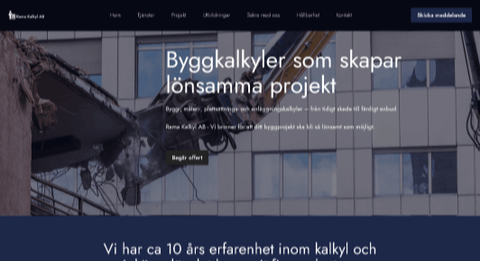 JallaHemsida.se referensprojekt webbplats för byggkalkylföretag RamaKalkyl